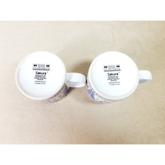 Sakura Snowman Coffee Mug Tea Cup 12oz Debbie Mumm Stoneware 4" Christmas x2 - Picture 10 of 12